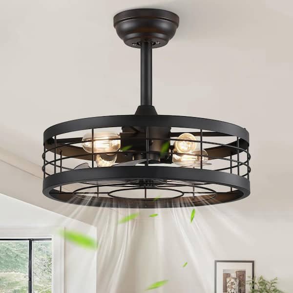 18 in. Indoor Black Downrod Mount Ceiling Fan with Remote Control