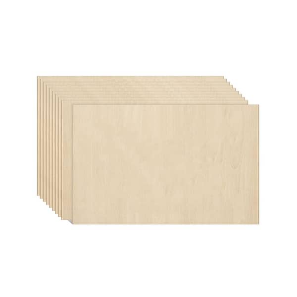 1/8 in. x 12 in. x 18 in. Basswood Project Panel, Unfinished Wood Sheets for Crafts, Laser Cutting & Engraving, 10-Pack