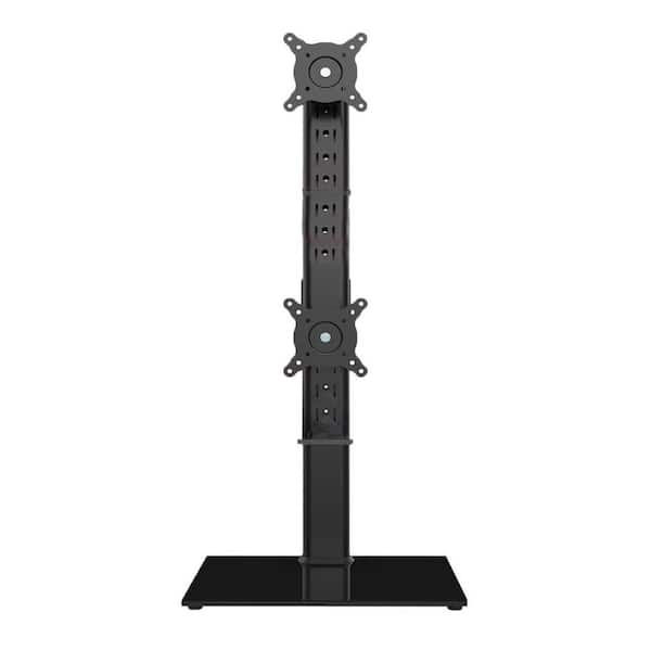 Vertical Dual Monitor Stand Riser for 13-34 in. Screens Swivel Tilt Height Adjustable Space Saving Black