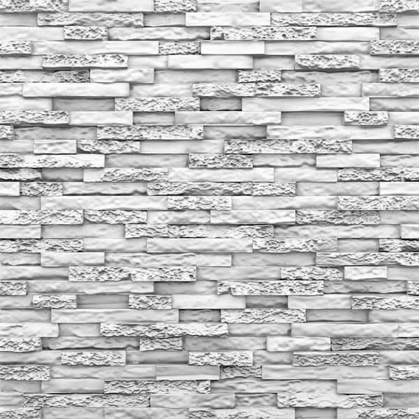 A La Maison Ceilings Stone Plain White 2 ft. x 2 ft. Seamless Foam Glue-up 3D Wall Panel (24 sq. ft./case)
