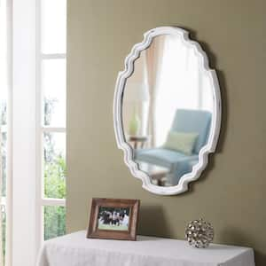 Medium Irregular Antique White Finish Antiqued Mirror (24.5 in. H x 35.5 in. W)