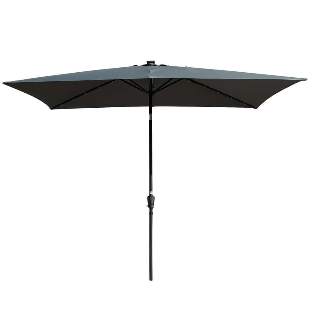 10 ft. x 6.5 ft. Rectangular Solar LED Lighted Outdoor Market Patio Umbrell