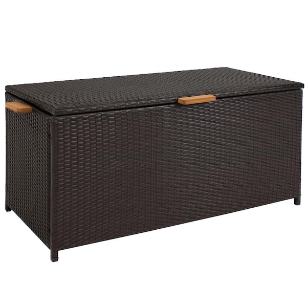 Sunnydaze Sunnydaze 75 Gal. Brown Resin Wicker Deck Box