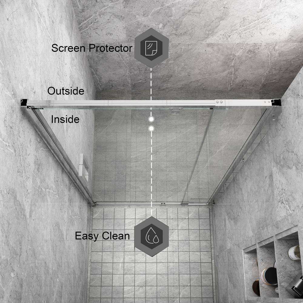 36'' W x 72'' H Clear Glass Pivot Shower Door with Chrome Frame