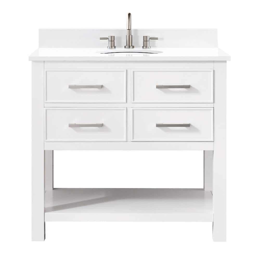 Avanity Brooks 37 in. W x 22 in. D Bath Vanity in White with Engineered ...
