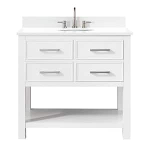 Brooks 37 in. W x 22 in. D Bath Vanity in White with Engineered Stone Vanity Top in White with White Basin