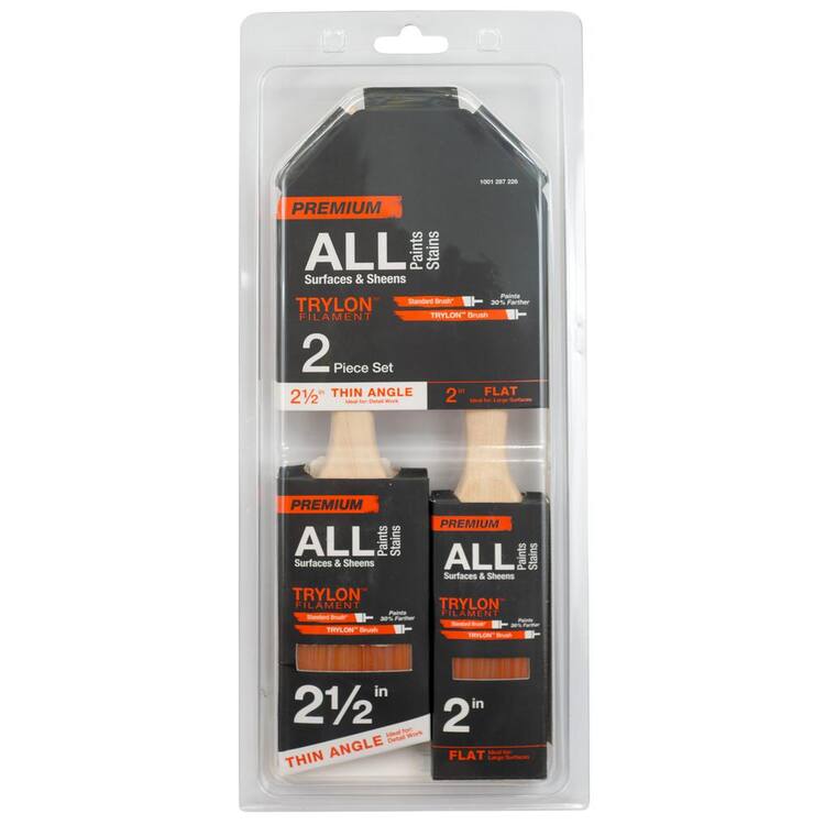  Premium 2.5 in Trylon Thin Angle, 2 in. Trylon Flat Paint Brush Set (2-Piece)