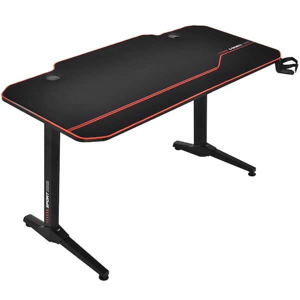 Costway 47 in. Rectangle Black Wood Computer Desk with Large Gaming Desktop
