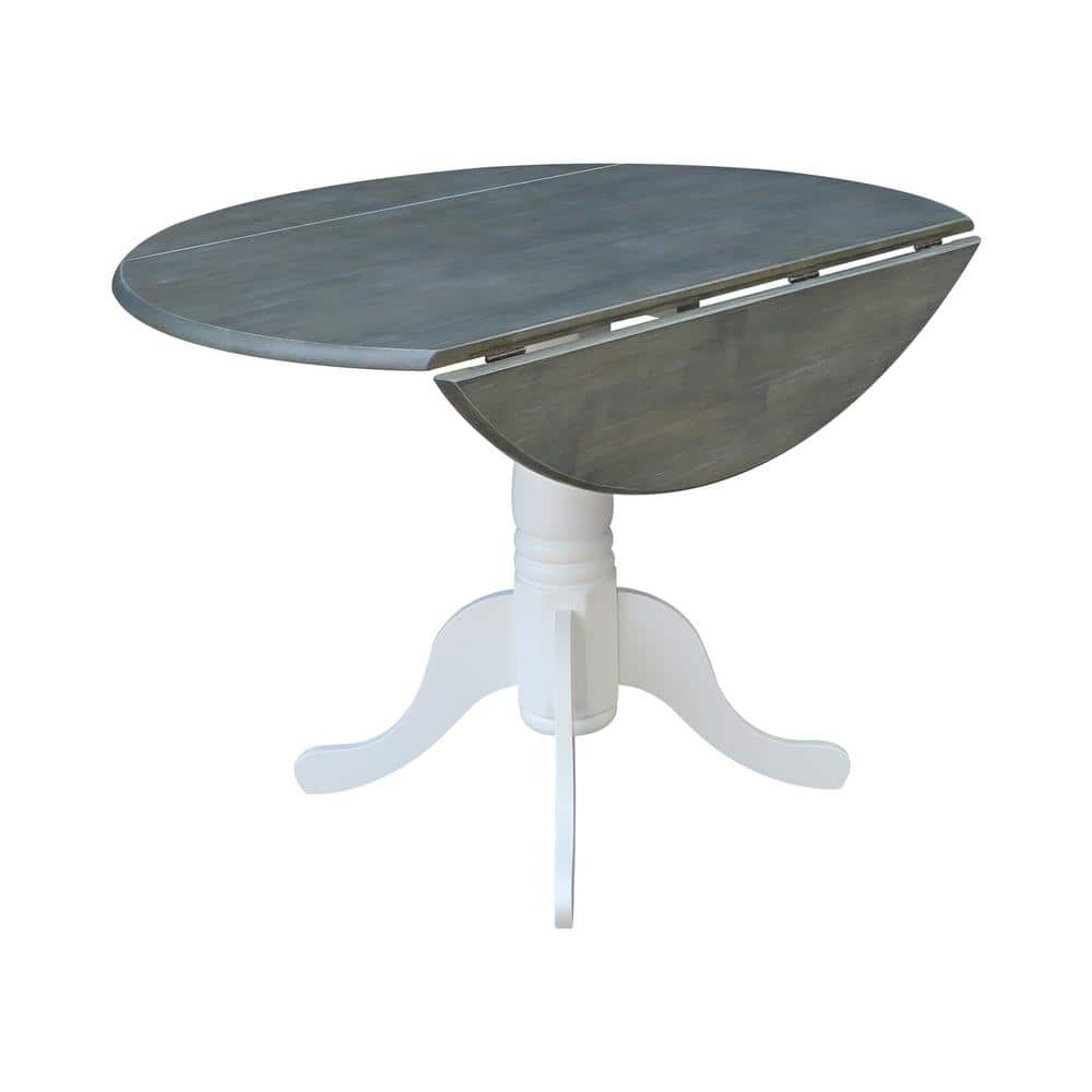 Heather Gray & White 42" Round Wood Extendable Dining Table