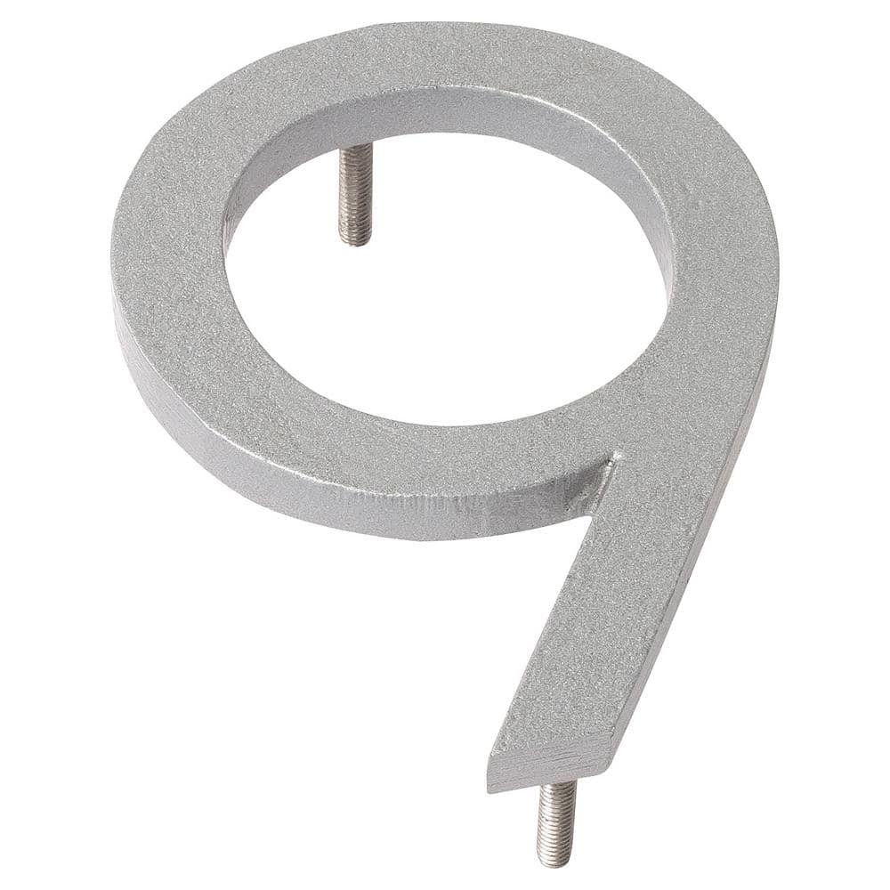 4 in. Silver Aluminum Floating or Flat Modern House Number 9 price history on PriceWatchPro