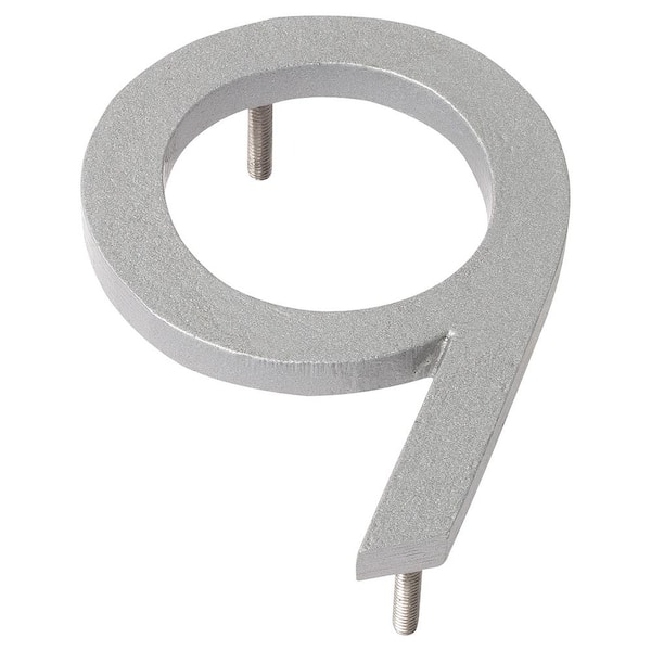 Montague Metal Products 4 in. Silver Aluminum Floating or Flat Modern House Number 9