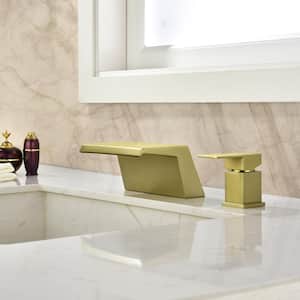 Minimalist Waterfall 8 in. Widespread Single Handle Bathroom Faucet in Brushed Gold(1-Pack)