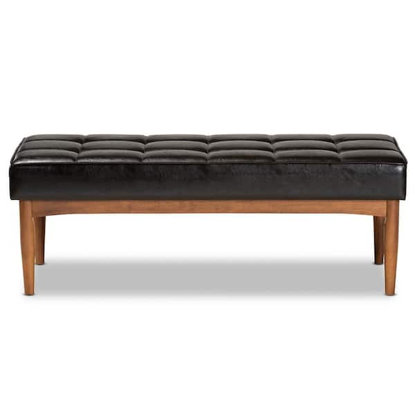 Baxton Studio Sanford Brown Bench 17.3 in. H x 47 in. W x 17.7 in