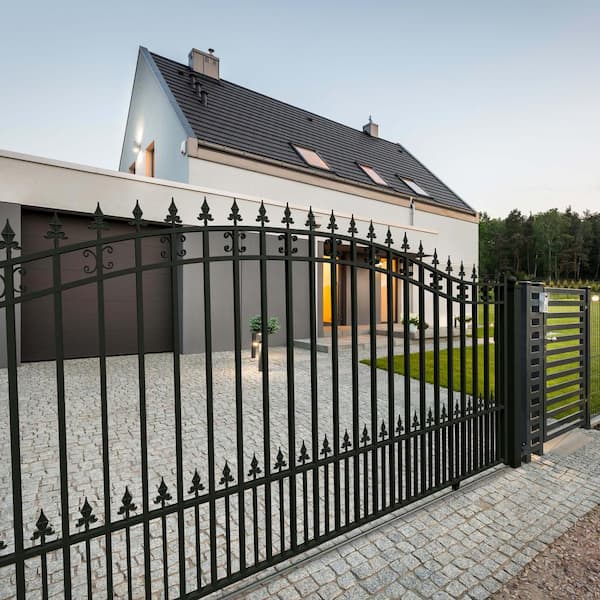 ALEKO St. Louis 14 ft. x 6 ft. Black Steel Single Slide Driveway Fence Gate