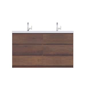 Paterno 60 in. W x 19 in. D Double Bath Vanity in Rosewood with Acrylic Vanity Top in White with White Basin