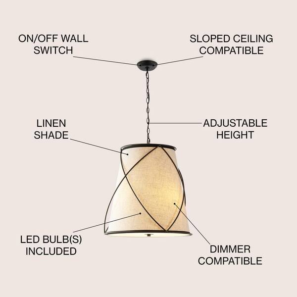 JONATHAN Y Milo 19 in. 3-Light Rustic Farmhouse Iron LED JONATHAN Y Milo 19 in. 3-Light Rustic Farmhouse Iron LED