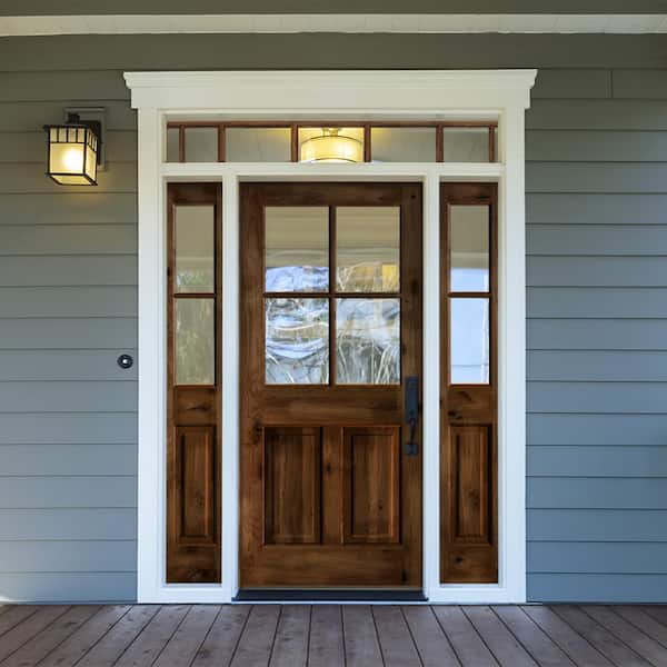 Krosswood Doors 32 in. x 80 in. Rustic Knotty Alder 4-Lite Clear Glass 2-Panel Unfinished Wood Front Door Slab