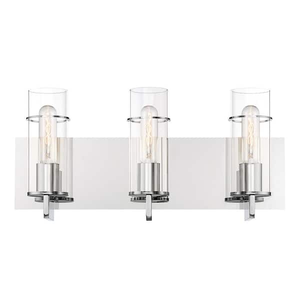 Easylite 19 in. 3-Light Chrome Vanity Light with Clear Glass Shade