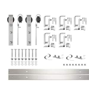 7 ft./84 in. Brushed Nickel Double Track Bypass U-Shape Sliding Barn Door Hardware Kit - Classic Design Roller