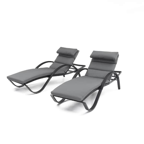 RST BRANDS Deco Wicker Outdoor Chaise Lounge with Sunbrella Charcoal Gray Cushions (2 Pack)