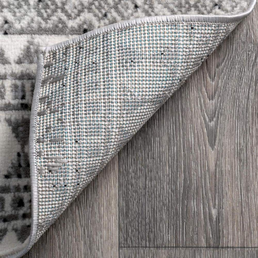 Gray and Ivory Synthetic Rectangular Stain-Resistant Area Rug