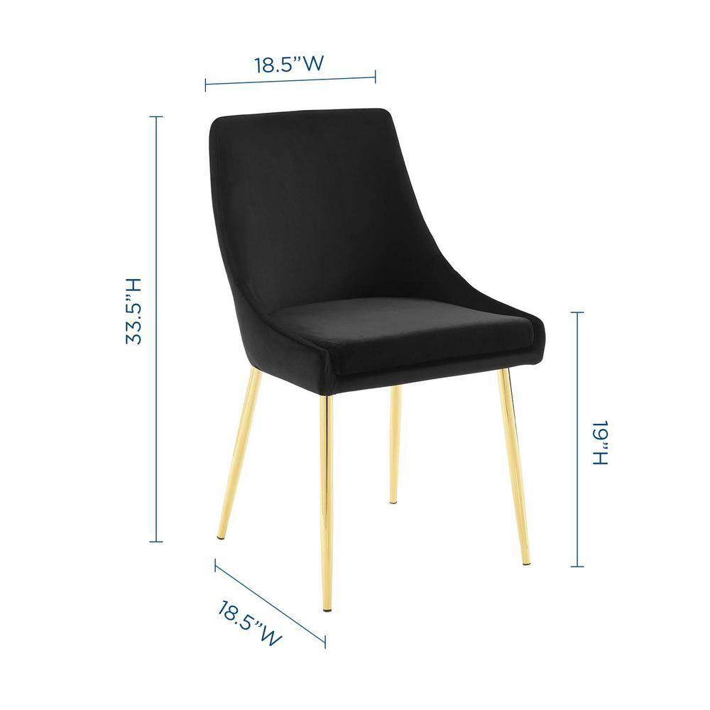Gold Black Velvet Upholstered Side Chair with Metal Legs