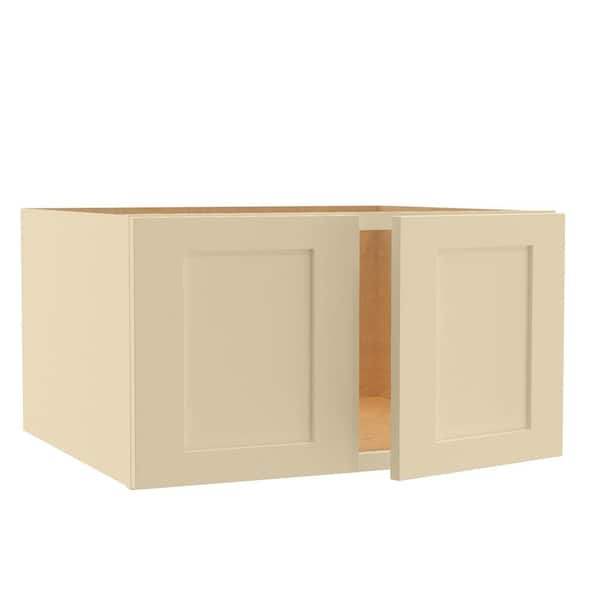 Home Decorators Collection Newport 27 in. W x 24 in. D x 15 in. H Assembled Plywood Wall Bridge Kitchen Cabinet in Blended Cream with Soft Close