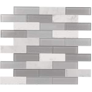 Xpress Mosaix Peel 'N Stick Stormy Mist Blend 14 in. x 12 in. Marble/Glass Mosaic Tile (419.04 sq. ft./Pallet)