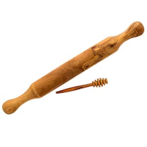 FrenchHome Olive Wood Rolling Pin and Honey Dripper