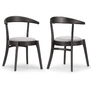 Audra Retro Modern Black Wood Round Chair with Curved Back (Set of 2)