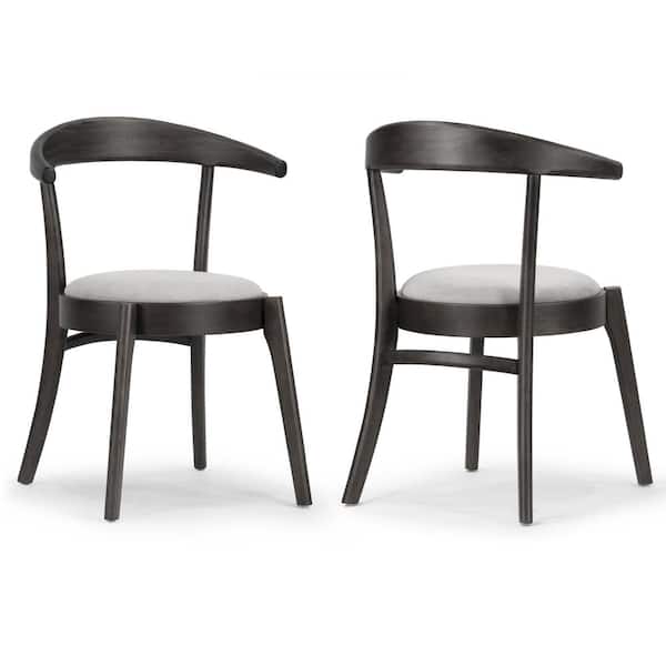 Glamour Home Audra Retro Modern Black Wood Round Chair with Curved Back (Set of 2)
