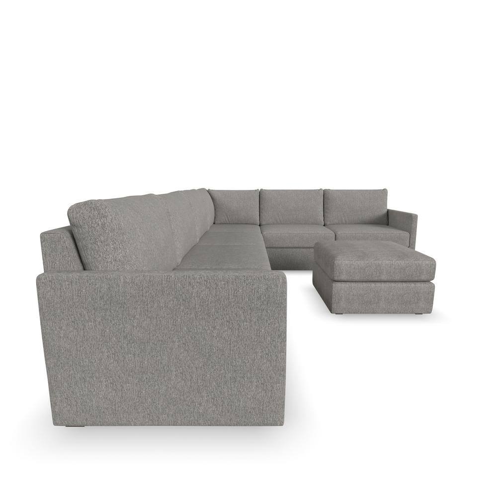 Pebble Gray Fabric 6-Piece Modular Sectional with Ottoman
