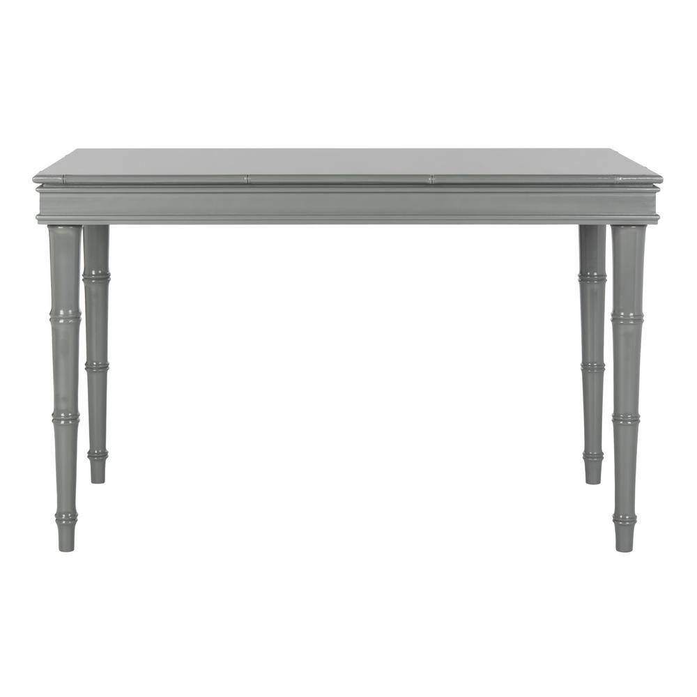 Transitional Gray Home Office Desk with Bamboo-Inspired Frame