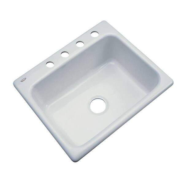 Thermocast Inverness Drop-In Acrylic 25 in. 4-Hole Single Bowl Kitchen Sink in Sterling Silver