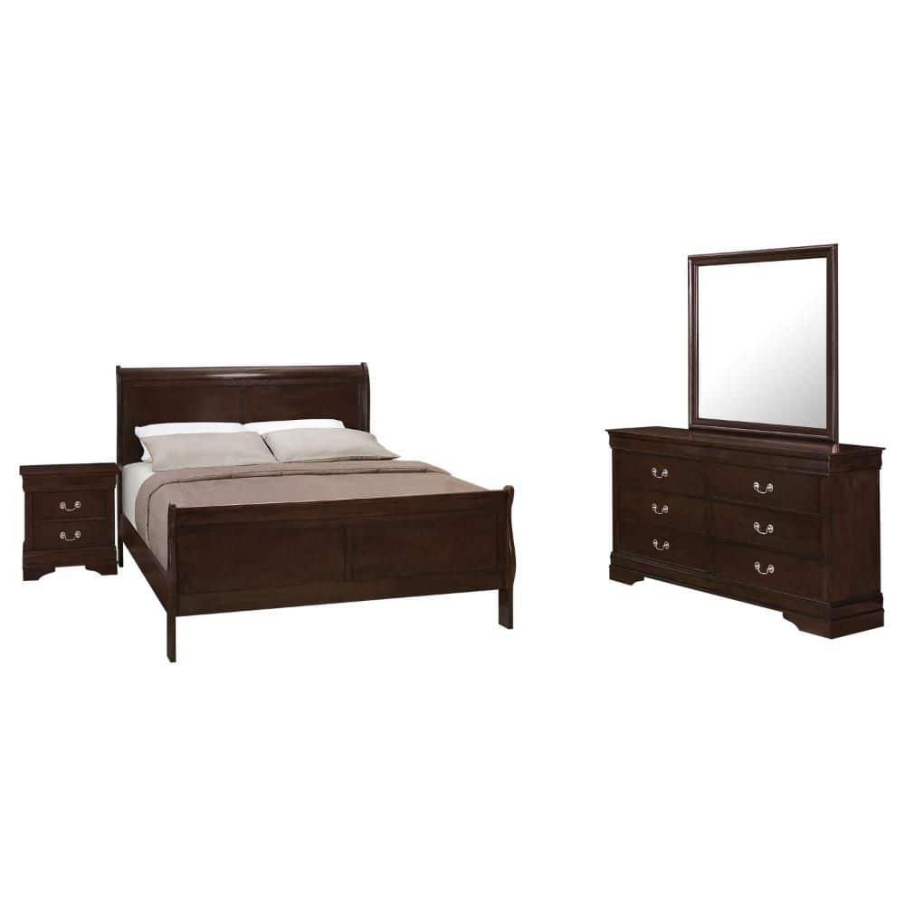 Nim 4-Piece Cappuccino Brown and Nickel Twin Wood Bedroom Set