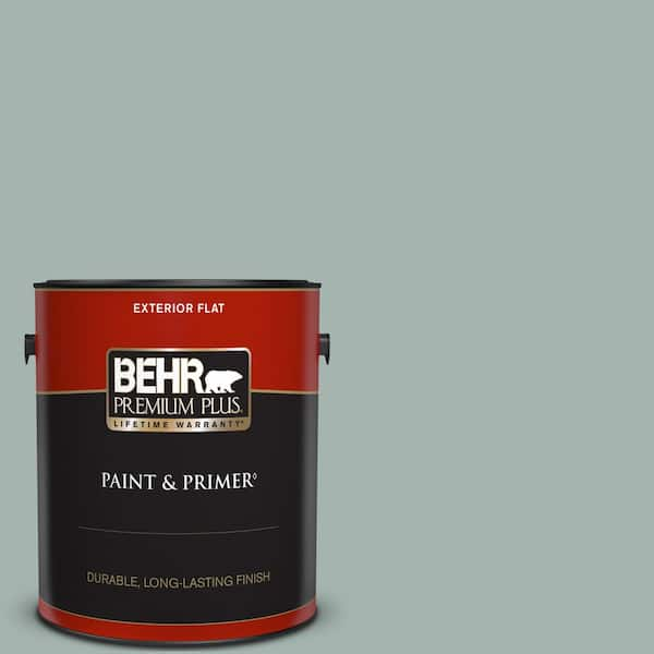 BEHR PREMIUM PLUS 1 gal. #PPU12-09 Frozen Pond Flat Exterior Paint & Primer