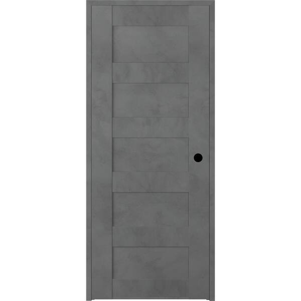 Unbranded 18 in. x 80 in. Vona Left-Handed Solid Core Dark Urban Textured Wood Single Prehung Interior Door