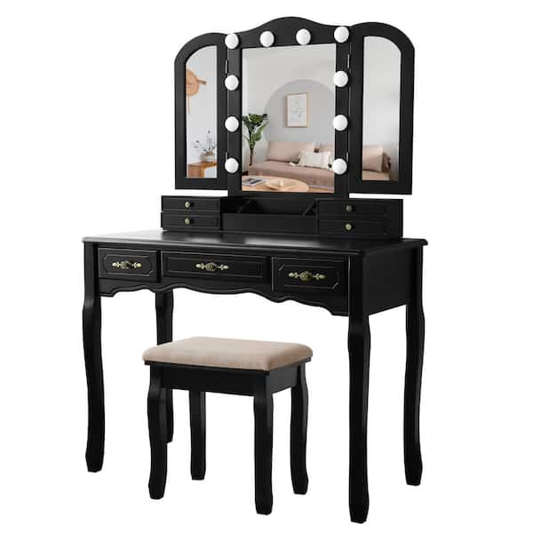 Tri Folding Mirror Vanity Set, Triple Mirror Vanity Desk