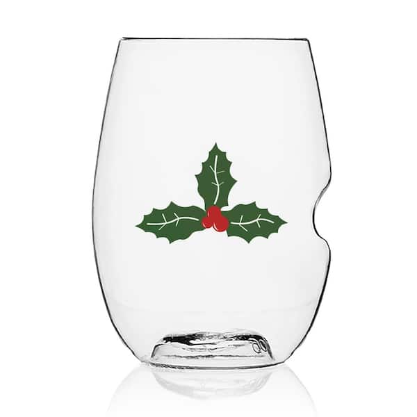 Holiday Wine Glass Set with Red Wine