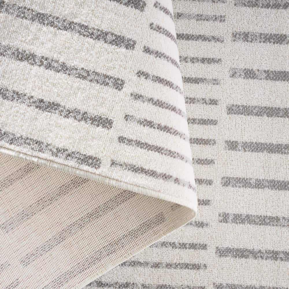 TOMMY BAHAMA Poolside Offset Stripe Indoor Outdoor Area Rug Ivory/Grey