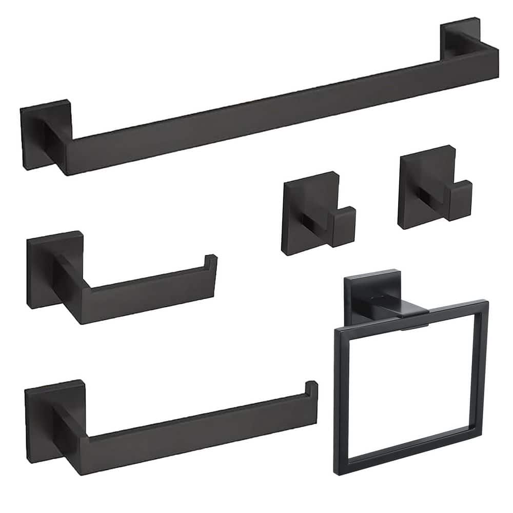 Bathroom Hardware Set 5-Pieces with Towel Bar, Toilet Paper Holder Towel Ring Towel Hook Bath Accessories in Matte Black price history on PriceWatchPro