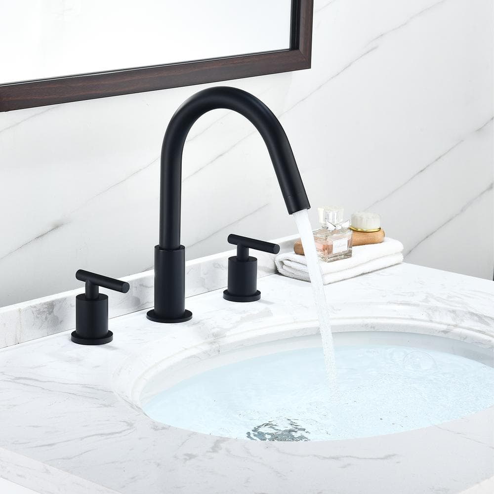 Matte Black Brass Widespread 2-Handle Bathroom Faucet