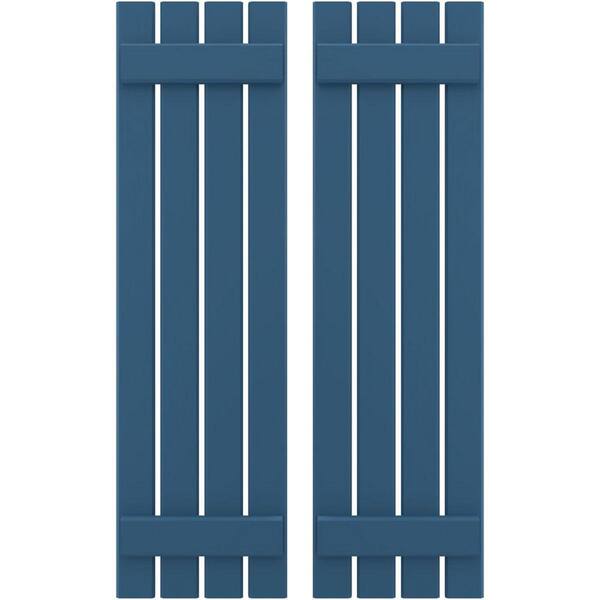Ekena Millwork 15-1/2 in. W x 36 in. H Americraft 4-Board Exterior Real Wood Spaced Board and Batten Shutters in Sojourn Blue