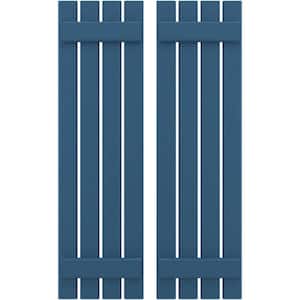 15-1/2 in. W x 65 in. H Americraft 4 Board Exterior Real Wood Spaced Board and Batten Shutters Sojourn Blue