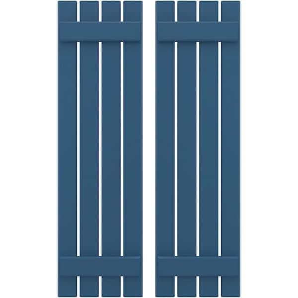 Ekena Millwork 15-1/2 in. W x 80 in. H Americraft 4-Board Exterior Real Wood Spaced Board and Batten Shutters in Sojourn Blue