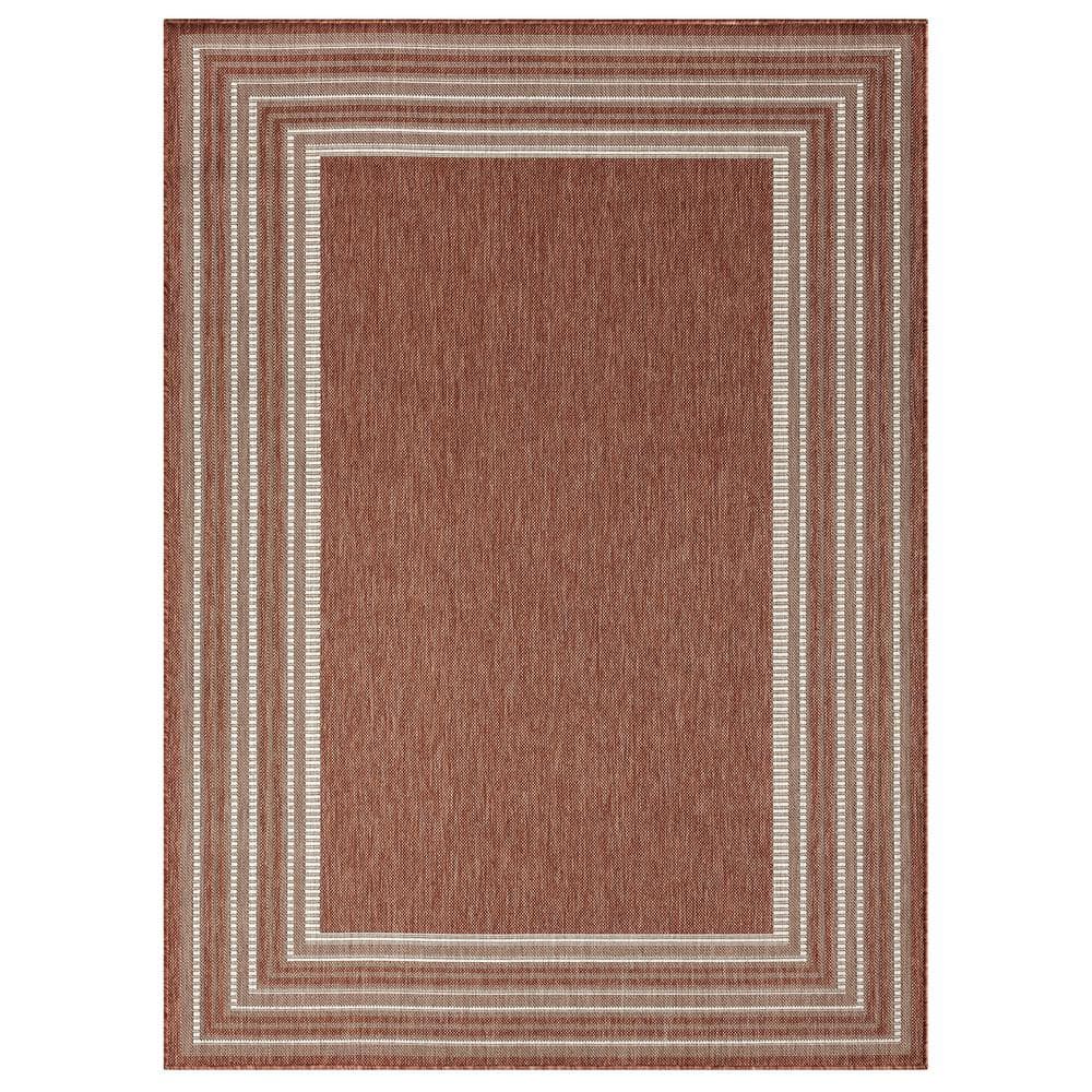 Nicole Miller Patio Country Layla Navy Blue/Ivory 5 ft. x 7 ft. Modern Border Indoor/Outdoor