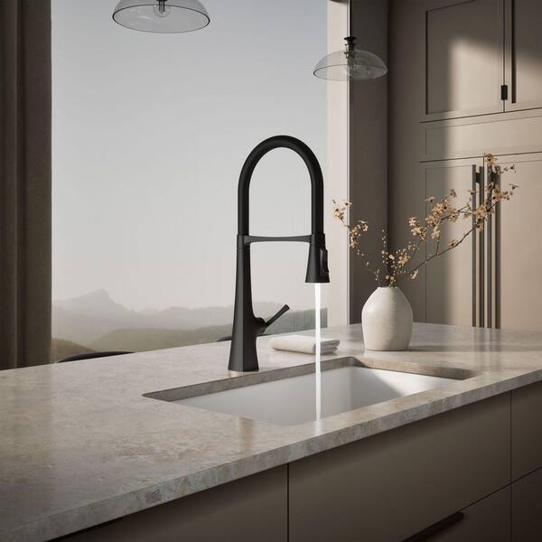 KOHLER Graze Single-Handle Standard Kitchen Faucet in Matte Black