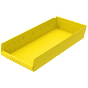Shelf Bin 20 lbs. 23-5/8 in. x 11-1/8 in. x 4 in. Storage Tote in Yellow with 2.5 Gal. Storage Capacity (6-Pack)