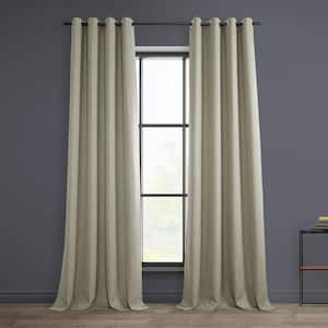 Oatmeal Faux Linen 50 in. W x 108 in. L Grommet Room Darkening Curtain (1 Panel)