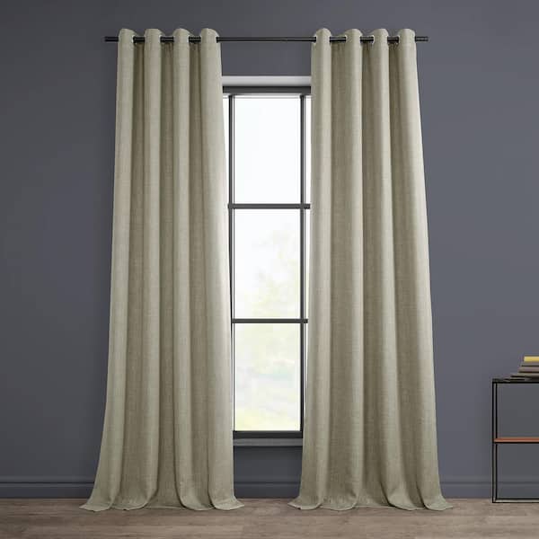 Exclusive Fabrics & Furnishings Oatmeal Faux Linen 50 in. W x 108 in. L Grommet Room Darkening Curtain (1 Panel)